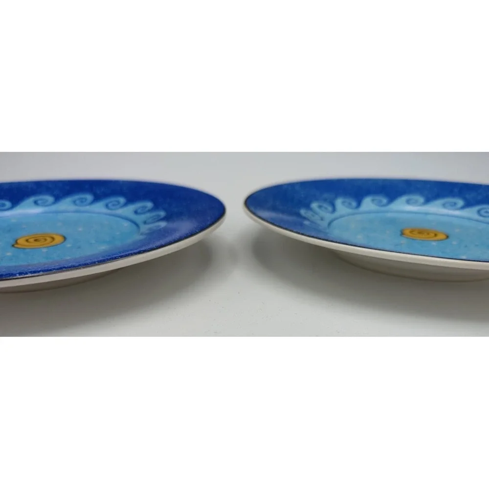 Sango 2 Small Plates Pisces Artist Sue‎ Zipkin Vibrant Blues Beach Shell Summer